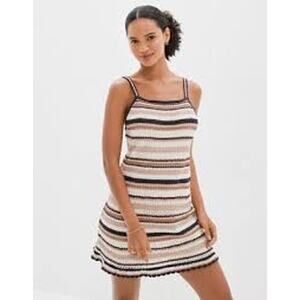 American Eagle Outfitters Striped Mini Dress - Black, White, Tan